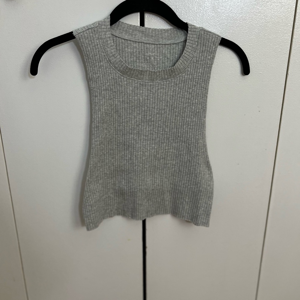 Aerie Light Gray Ribbed Tank Top